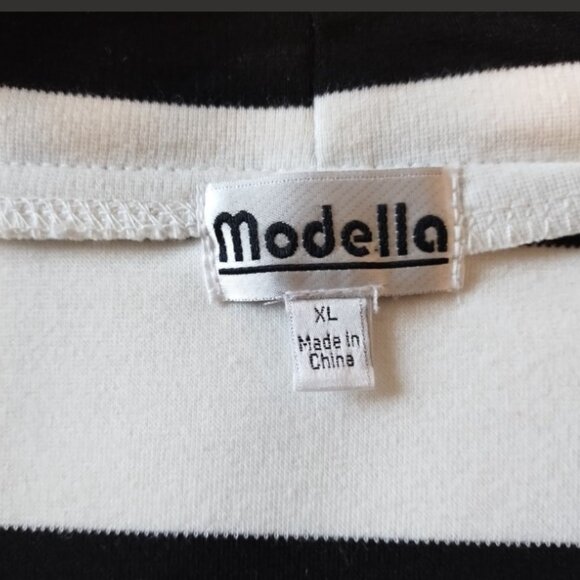 Vintage Modella Black and White Striped Shawl style Cardigan - Picture 7 of 11